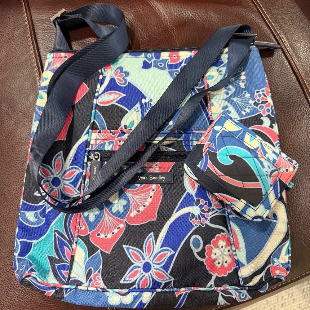Vera Bradley Blue and Red Floral Crossbody Bag